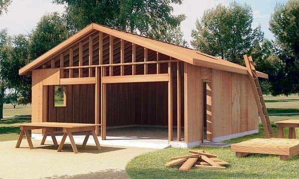 Wooden pole barn construction